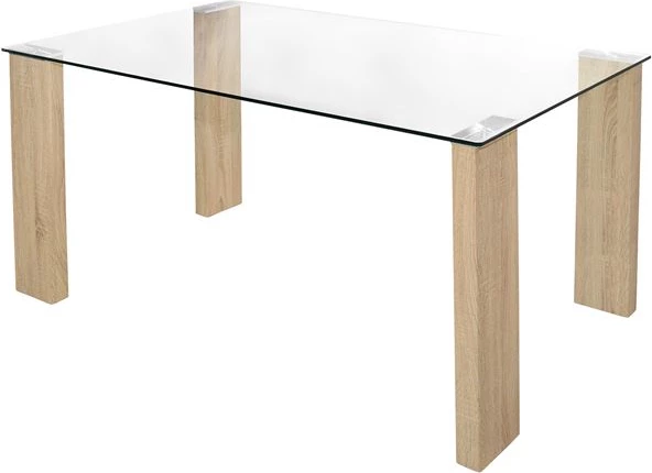 Jedilna miza Morgan 140x80x75cm FH0083.01 Steklo z lesenimi nogami