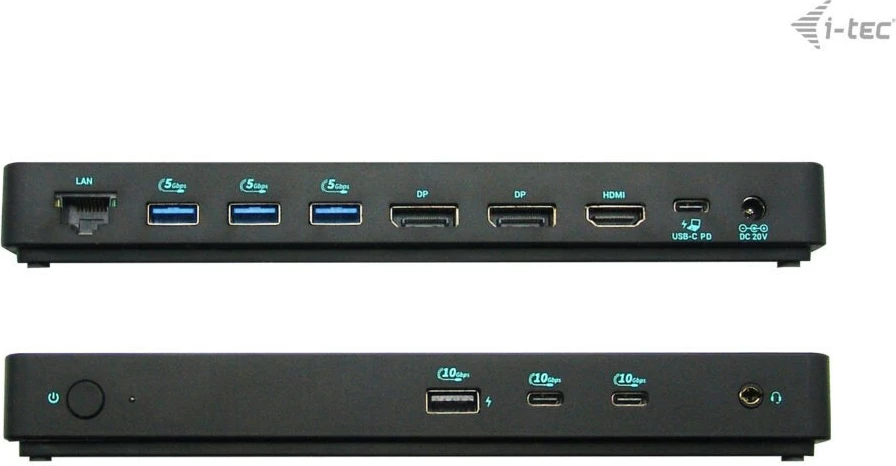 Dvojno/tri zaslonska postaja USB-C I-Tec Triple Display Gen 2 Pro, 100 W, 3x monitor, 6x USB, LAN, črna