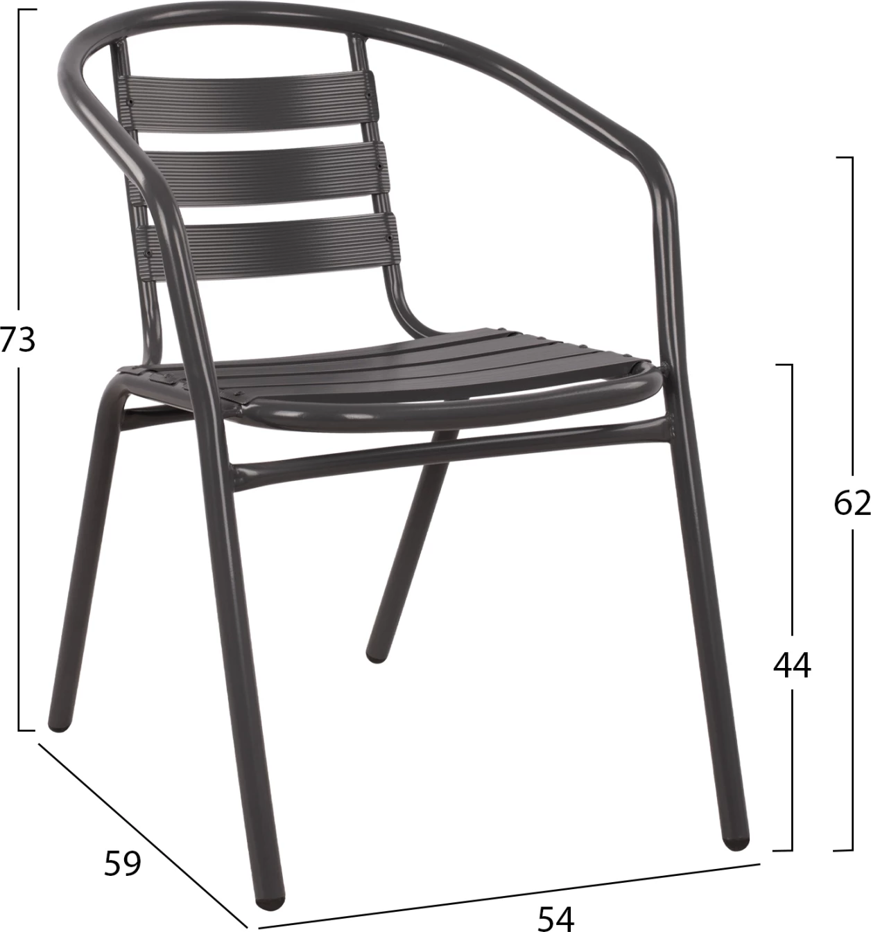 Fotelj Laura kovinsko siva z aluminijastimi rezinami FH5037.01