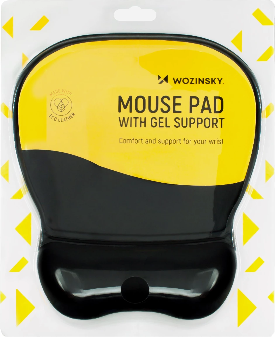 Ergonomska podloga za miško z oporo za zapestje, ekološko usnje, črna, Wozinsky