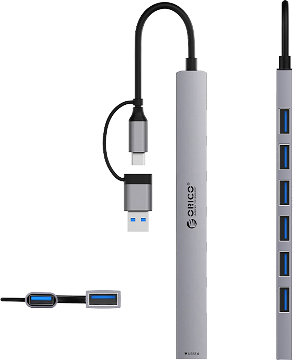 Hrt Usb USB razdelilec z 7 vrati Orico YSA2-U3, USB-A/USB-C, siv | HRT-200020270