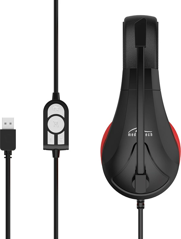 Slušalke za igre Media-Tech NEMESIS MT3574, z mikrofonom, USB, črno/rdeče