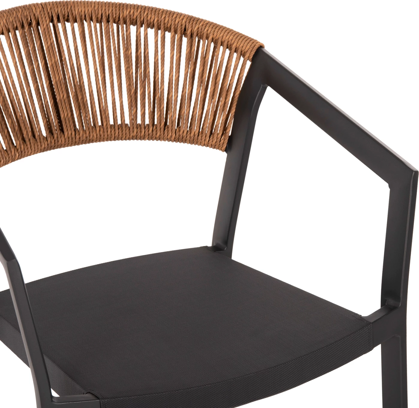 Barski stol iz aluminija v antracitni barvi FH5892.11 srednje višine z nasloni - ratan & tekstil 56,5x57x99,5Hcm