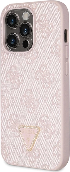 Crossbody ovitek z 4G metalnim logotipom Guess za iPhone 15 Pro 6,1", rožnat