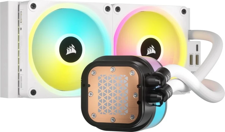 Hibridni hladilnik 240mm, RGB, bel Corsair H100i