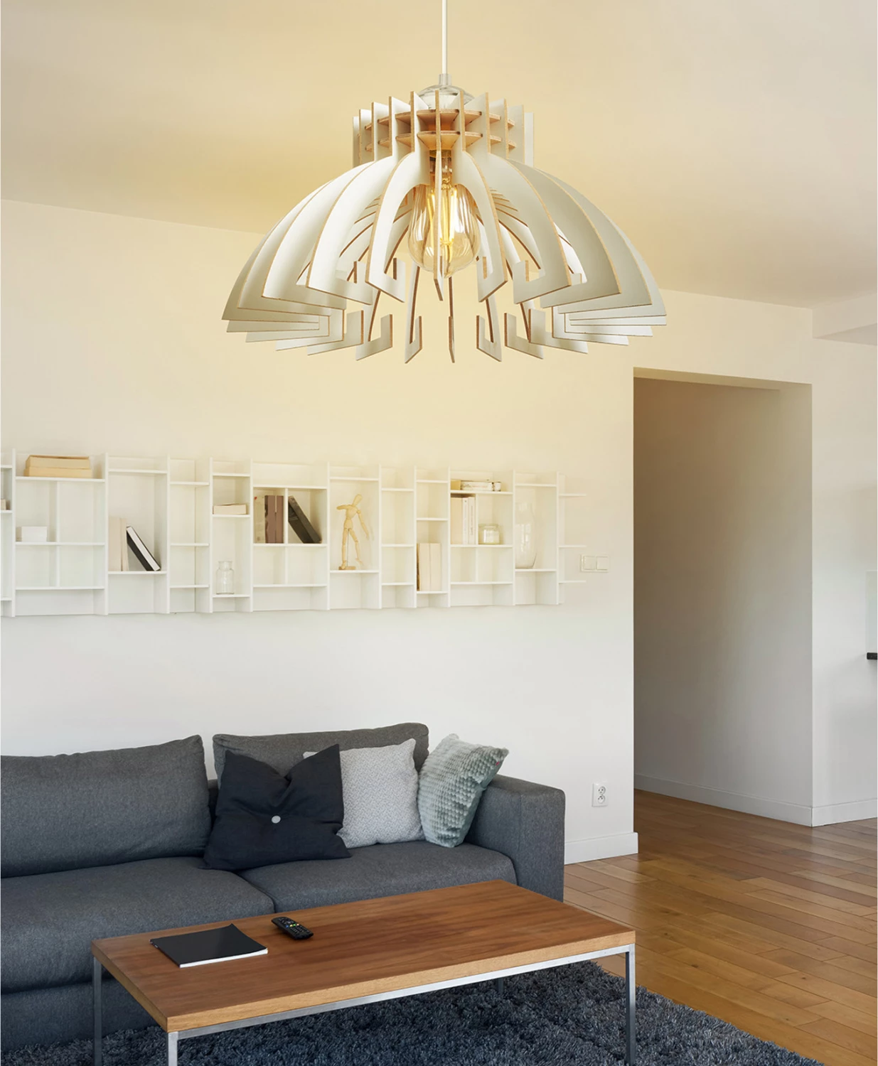 Lesena viseča stropna svetilka bela FH7350.02 Φ54x65Υ cm