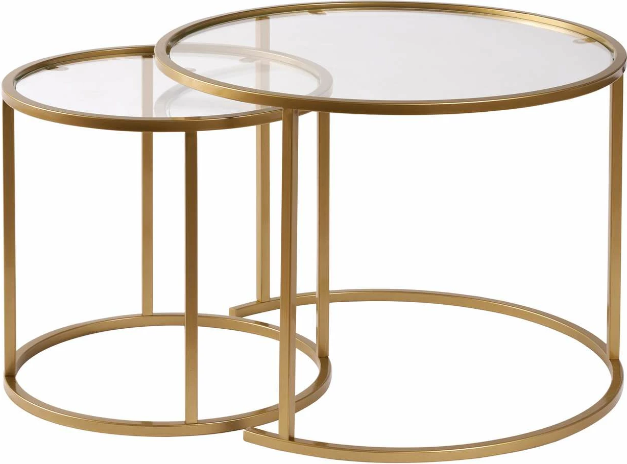 Set kavnih miz Nordure, Aurum - 60, 42 - zlata barva, prozorno steklo