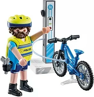 Igralni set policijske patrulje z električnim kolesom, Playmobil Action Heroes 71732, 15 kosov