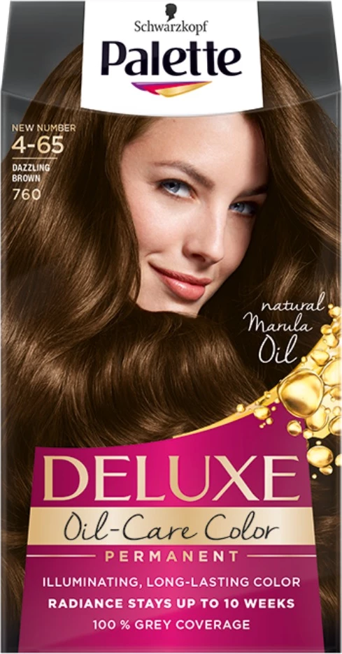 Barva za lase Palette Deluxe Oil-Care Color 760 (4-65) Dazzling Brown, za ženske