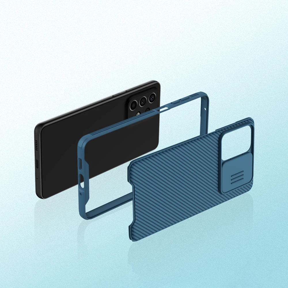 Zaščitni ovitek s pokrovom za kamero Nillkin CamShield Pro za Samsung Galaxy A73, moder