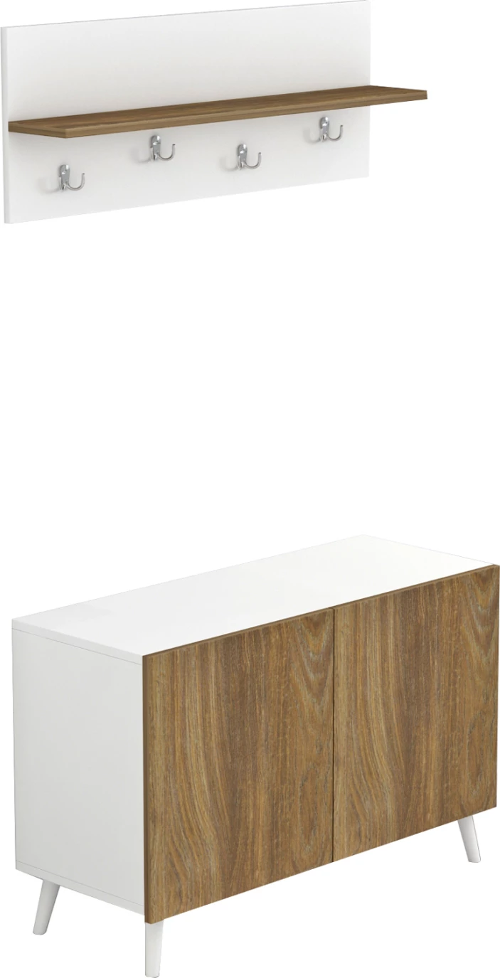 Komplet pohištva za predsobo DELPHINE FH8876.11 melamin v beli-naravni les 80x31,3x41,5Hcm