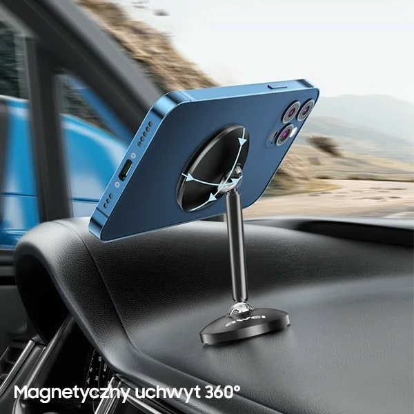 Magnetni nosilec za telefon, AWEI X22, za armaturno ploščo ali mizo, črn