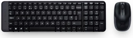Komplekt tipkovnice in miške Logitech MK220, brezžični, USB, španski, črn