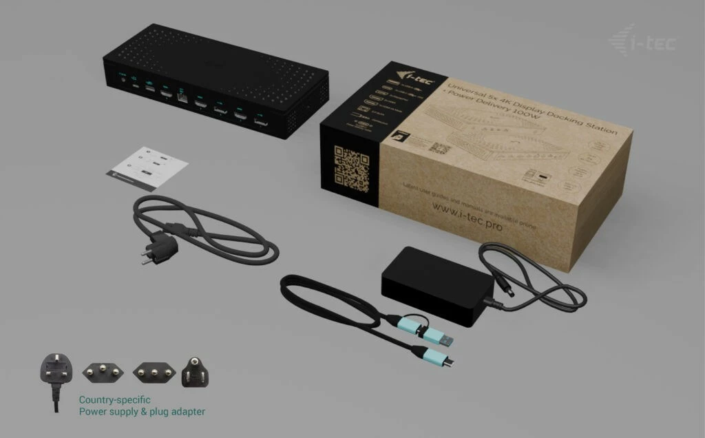 Docking ohišje i-tec CA5MONITORDOCKPD, 5×4K/60Hz, Power Delivery 100W, črno