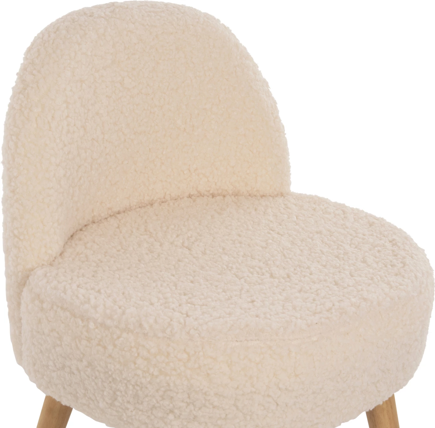 Stol YASMINE FH8395.23 nizek naslon - tkanina boucle v beli barvi - lesene noge 47x46x64,5H cm