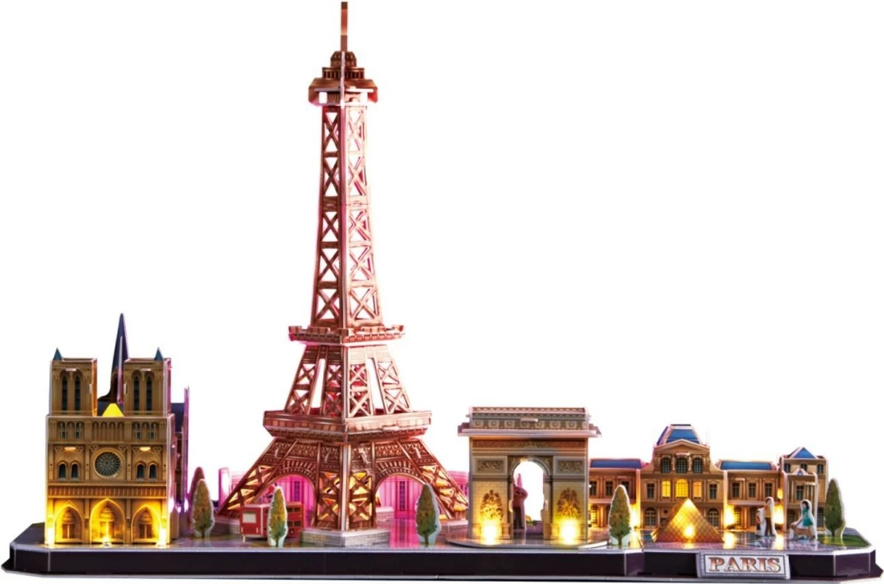 3D sestavljanka City Line Paris s LED, Cubic Fun, 115 kosov