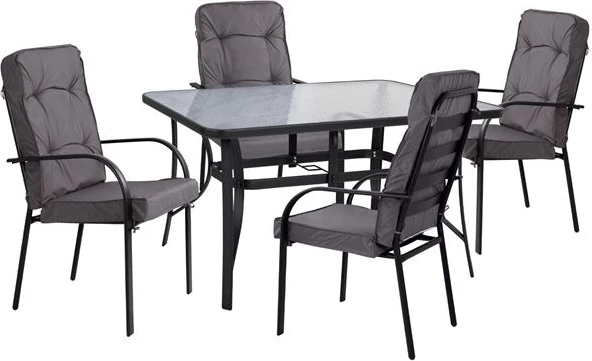 Set jedilne mize 5 kosov FH10562.01 s kovinsko mizo 150x90x72cm v sivi barvi