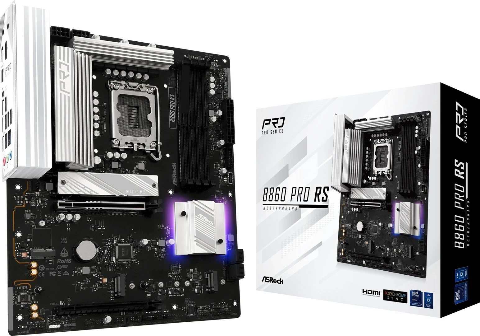 Plošča osnovna ASRock B860 Pro RS, Socket 1851, ATX, črna