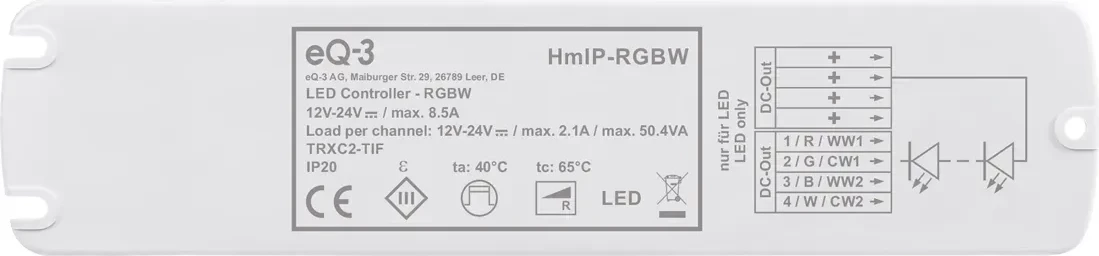 Kontroler LED, Homematic IP 157662A0, bel, 260 m, 868.0-868.6/869.4-869.65 MHz, IP20
