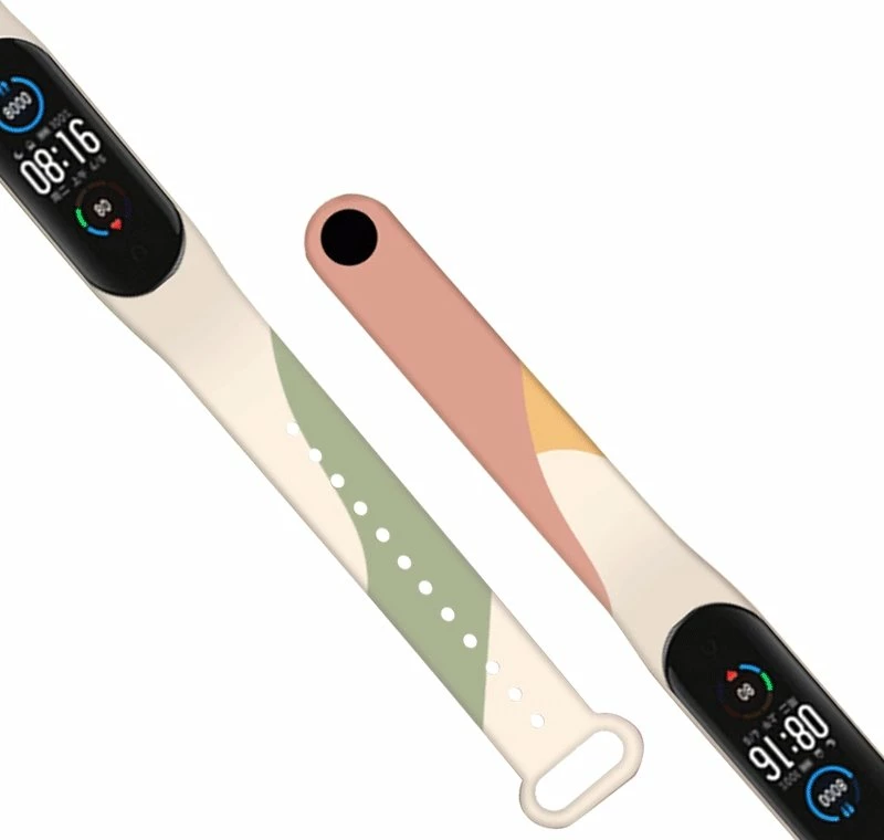 Silikonski trak kamuflaža Hurtel Moro za Xiaomi Mi Band 3/4, bela/bež/oranžna