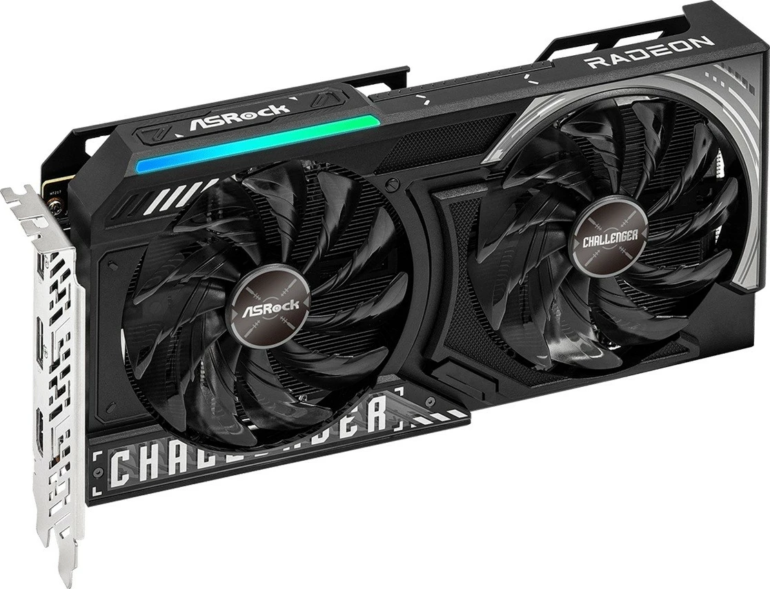 Grafična kartica Radeon RX 9060 XT Challenger ASRock, 16GB GDDR6, 128-bit, 2x ventilatorja, črna