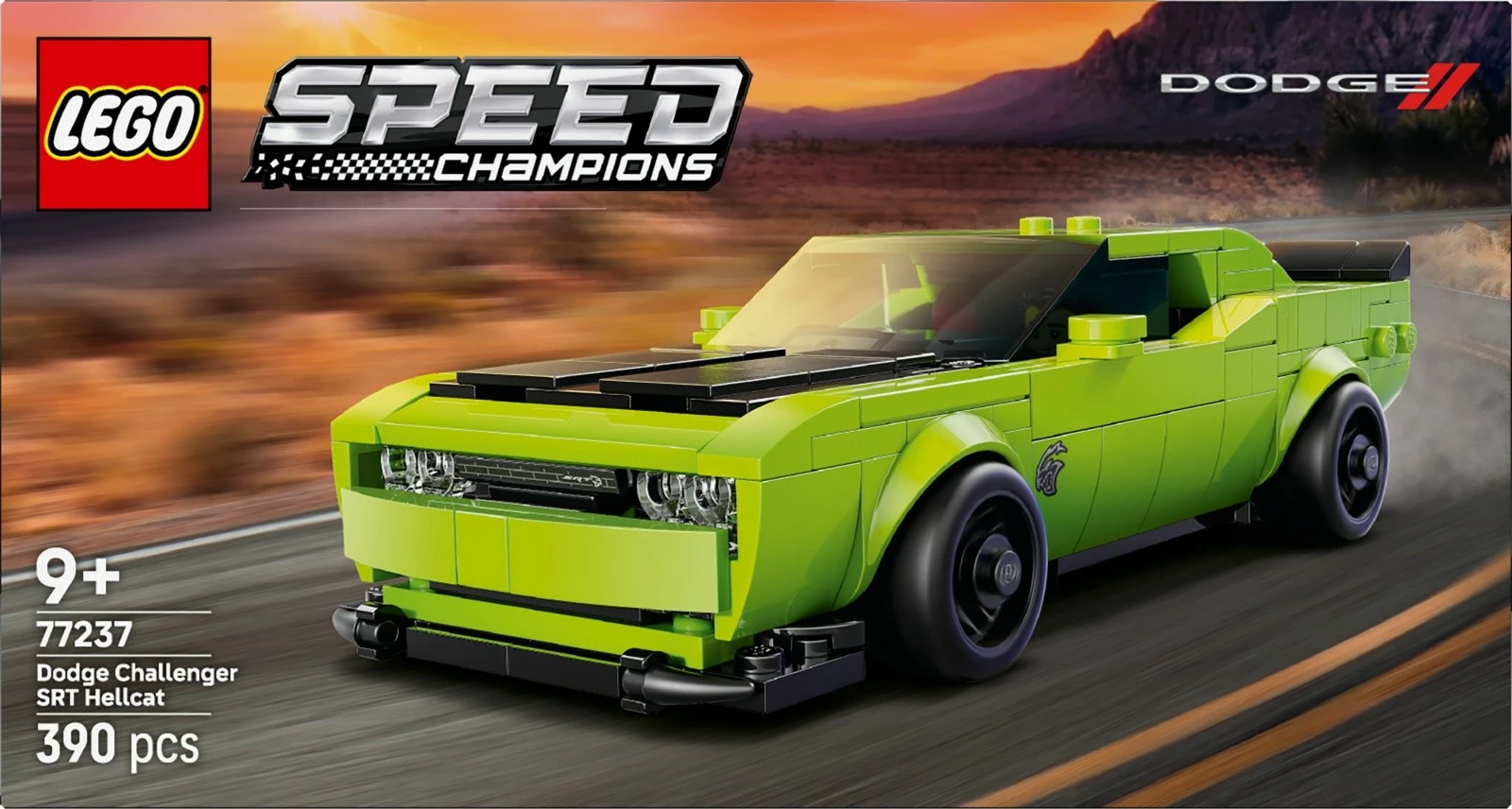 Model avtomobila Dodge Challenger SRT Hellcat, LEGO Speed Champions 77237, 390 kosov, zelen
