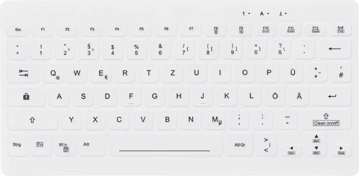 Kompaktna ultra tanka tipkovnica CHERRY AKTIVE KEY Hygiene Mini Ultraflat, slog prenosnika, bela