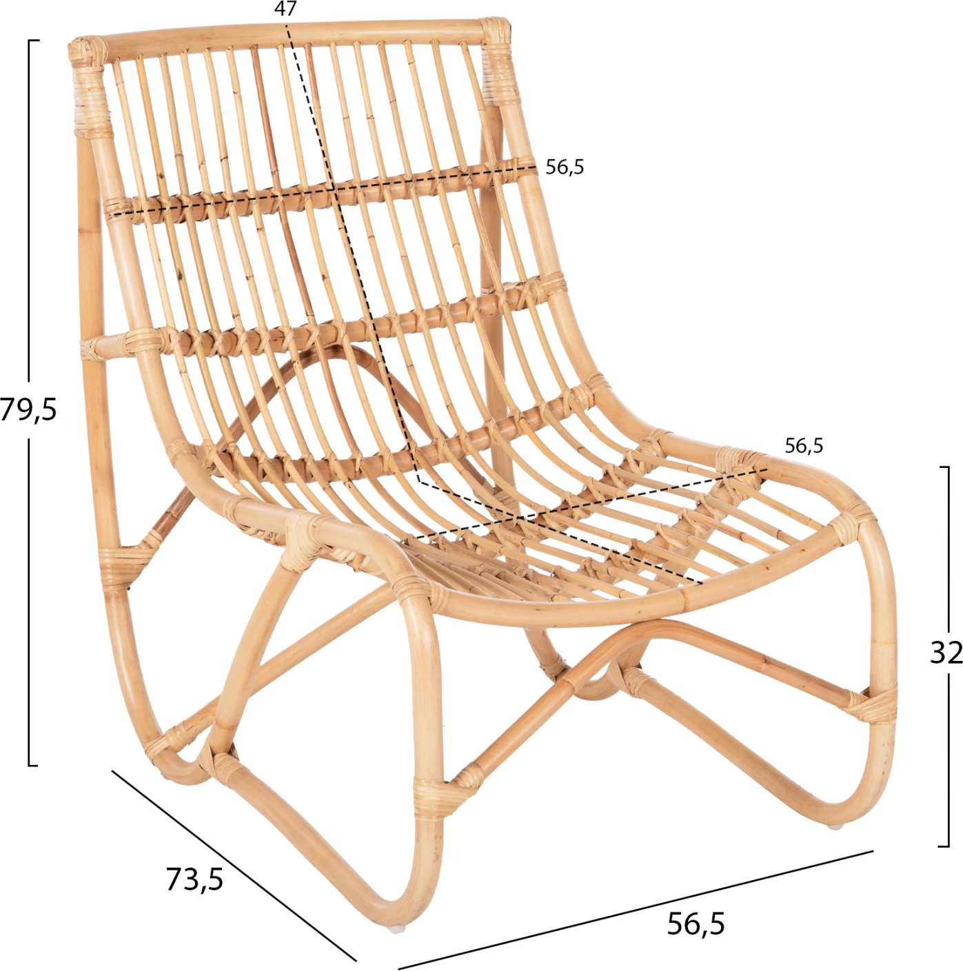 Stol GRINN FH9815.01 iz ratana v naravni barvi 56.5x73.5x79.5H cm