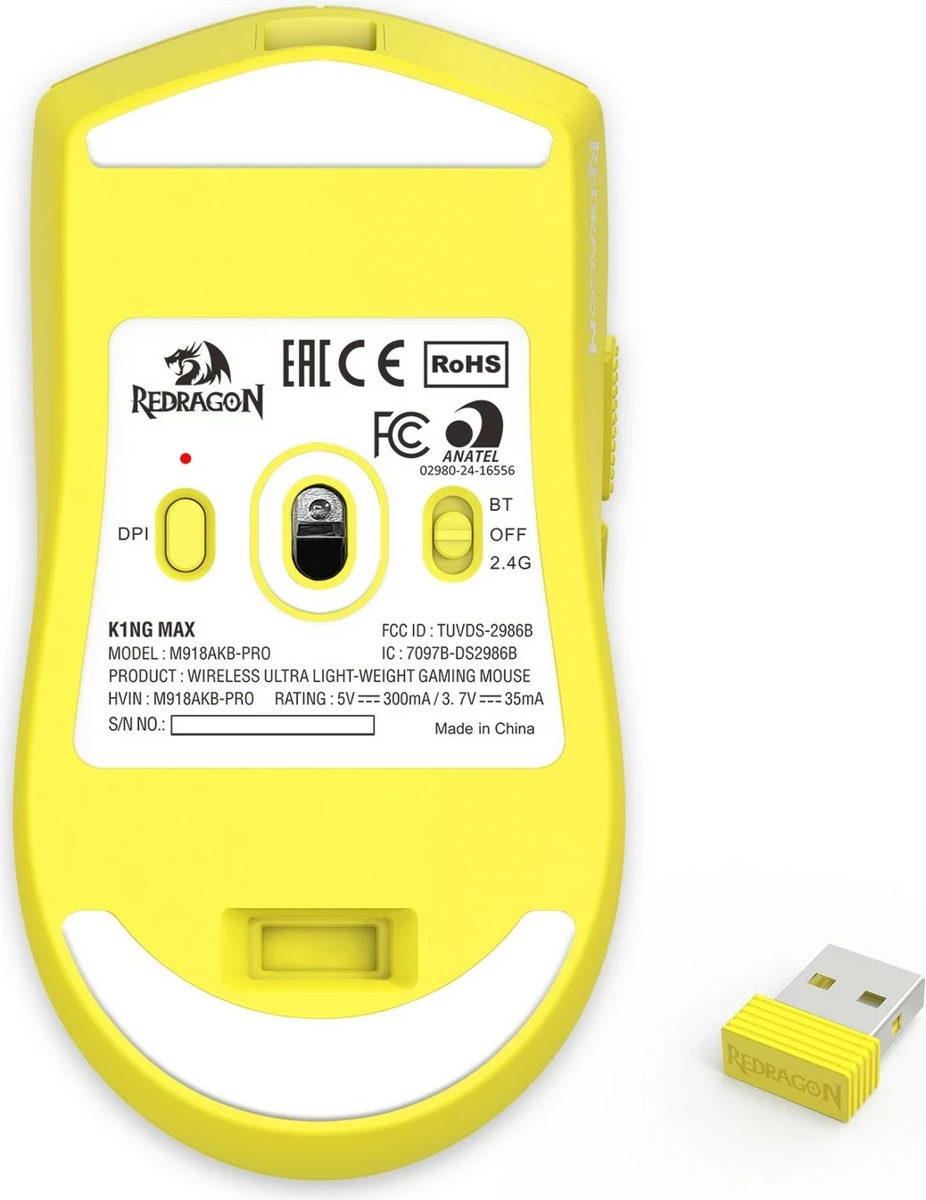 Gaming miš K1NG PRO MAX 1K Redragon M918-AKB-PRO, rumena