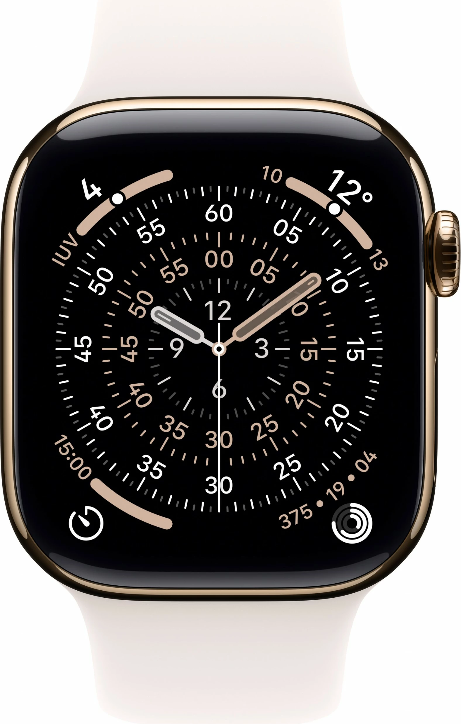 Pametna ura Apple Watch S11, titan zlata, Cellular 42 mm, športni pašček bledo rožnat S/M