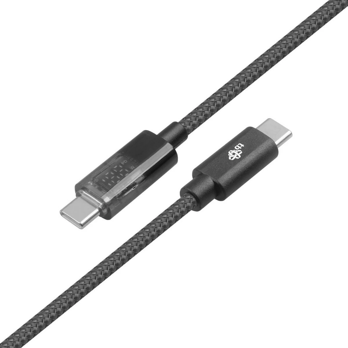 Kabel USB-C na USB-C, 1 m, z LED indikatorjem, 100 W, črn TB