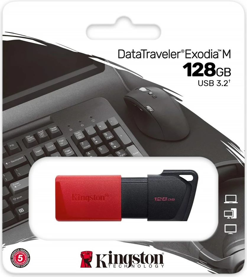 Zanesljiv USB Kingston Exodia M - 128 GB, rdeč
