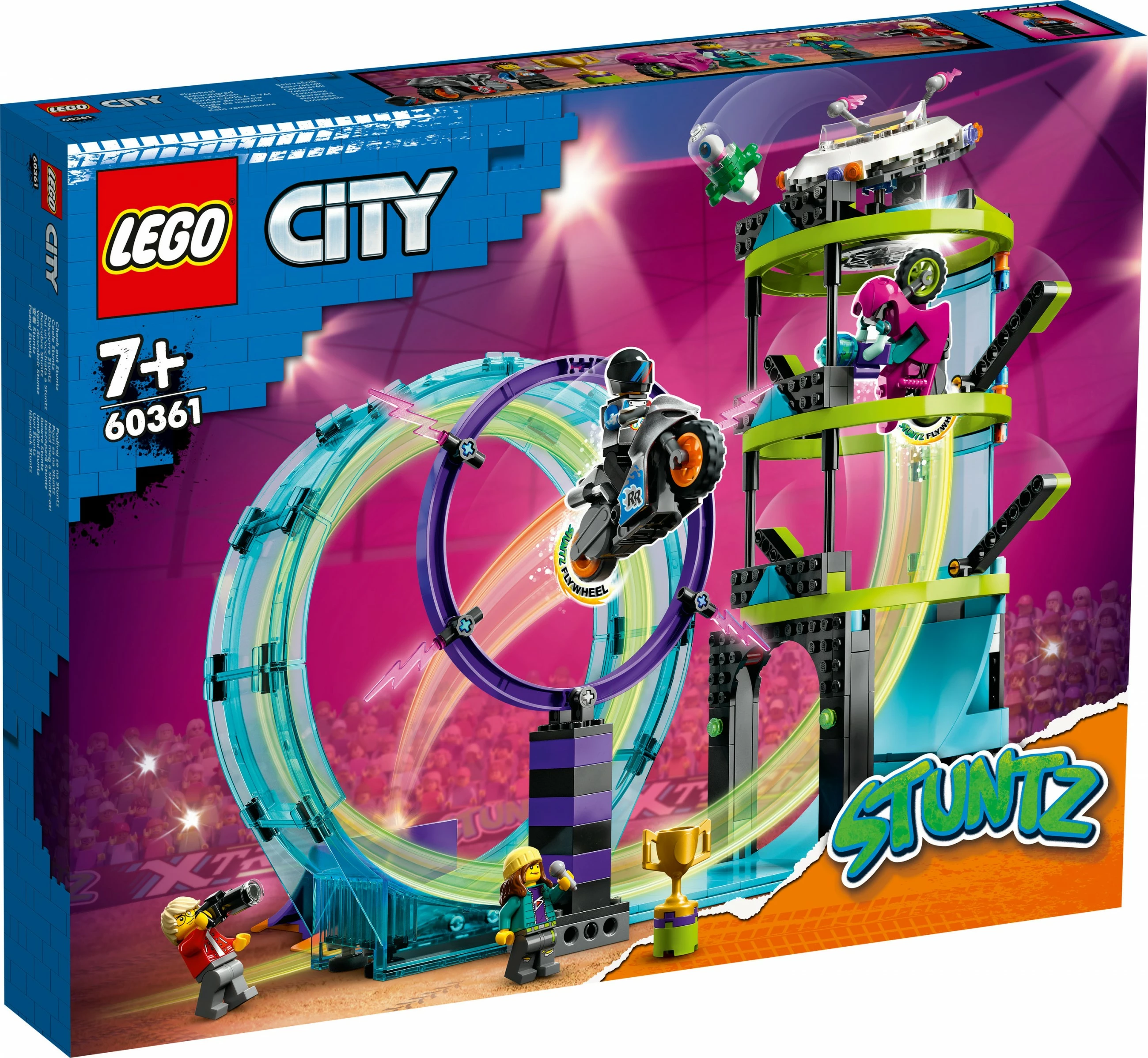 Set gradnje Ultimate Stunt Riders Challenge, LEGO City, 385 kosov, večbarven