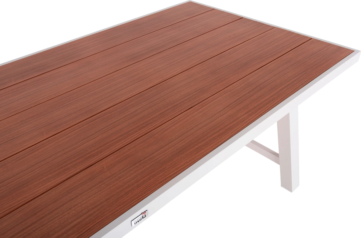 Zunanji aluminijasti miza GOBAR FH6060.01 bela z leseno podobno ploščo 240Χ105Χ75Hcm