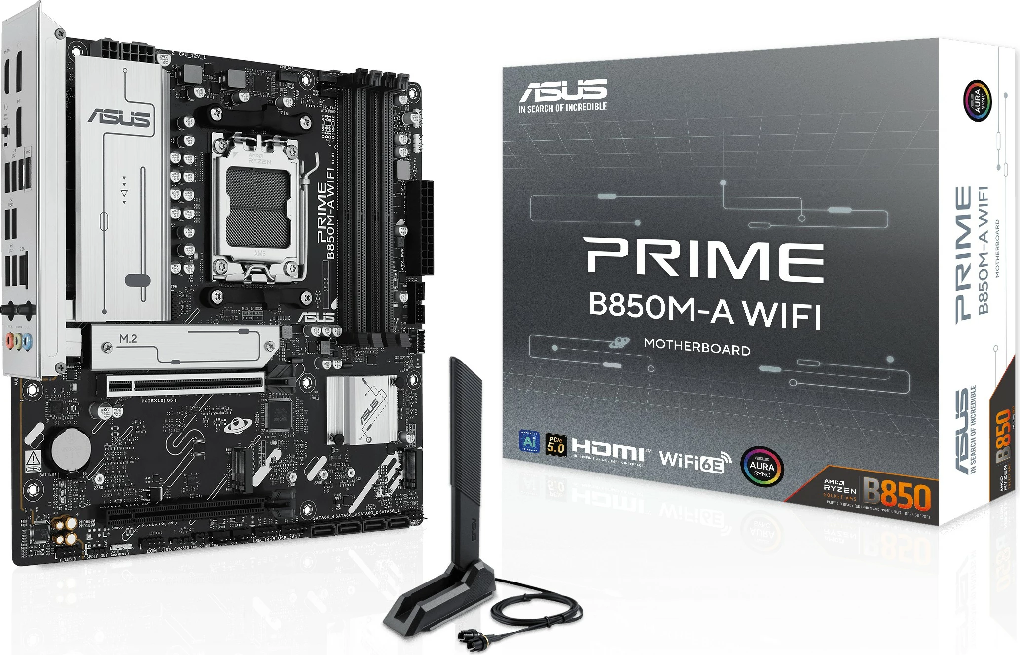 Plošča za matično ploščo ASUS PRIME B850M-A WIFI, Intel, micro ATX, WiFi, črna