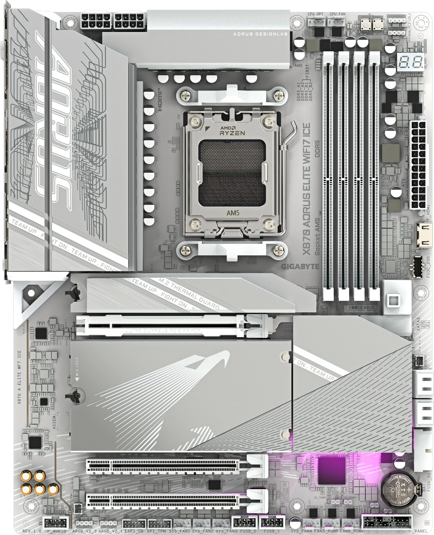 Matična plošča Gigabyte X870 AORUS ELITE WIFI7 ICE, Socket AM5, DDR5, Wi-Fi 7