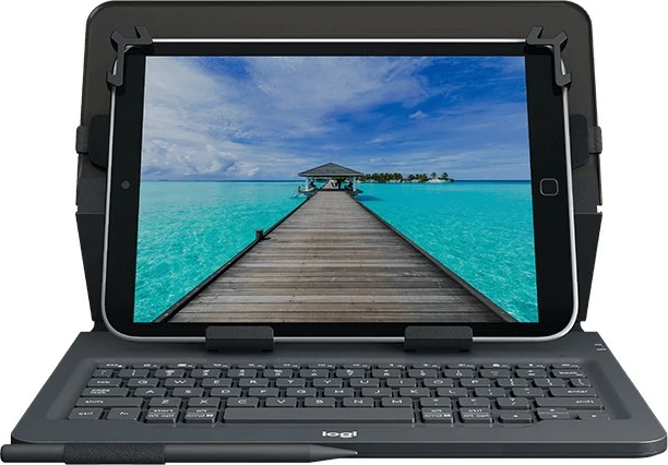 Univerzalna torbica z integrirano tipkovnico za tablice 9-10 inč, QWERTY, italijanščina, črna — Logitech