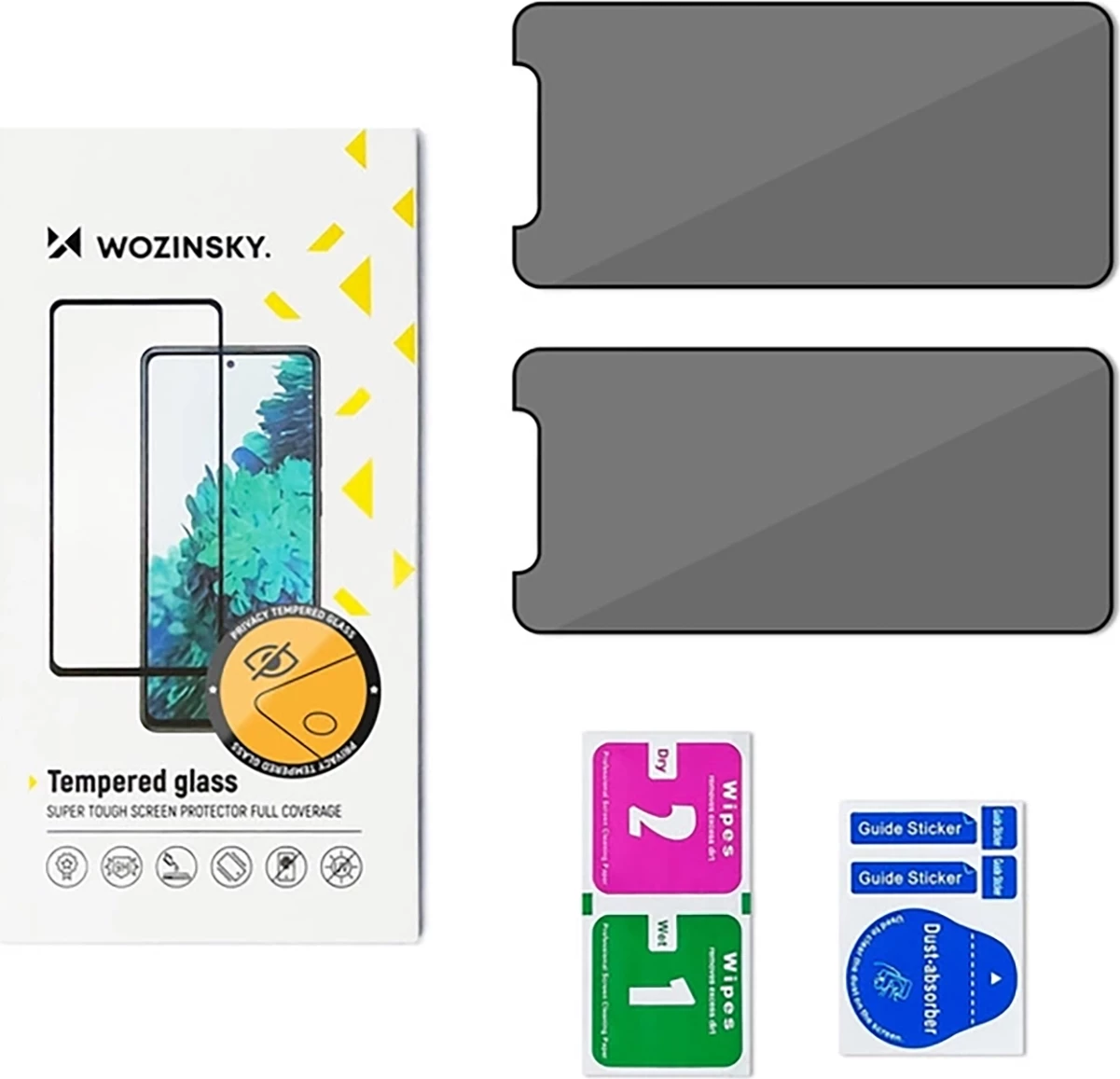 Zaščitno kaljeno steklo za zasebnost, Wozinsky Privacy Glass za Samsung Galaxy A06 5G / A05, 2 kosa, črno