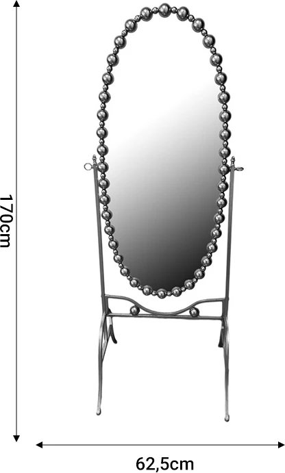 Metalična stenska ogledalo Present Inart, črna, 63,5 x 50 x 171 cm