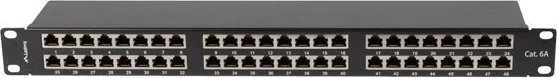 Patch panel Lanberg PPSA-1048-B, 19" 1U kat. 6A ekraniran FTP s 48 priključki, črn