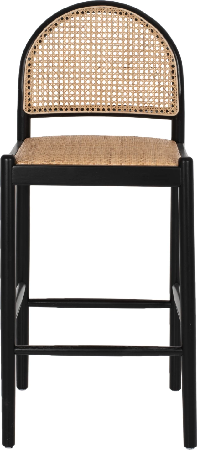 Barski stol iz bukovega lesa črne barve z ratanom v bež barvi 46Χ48Χ94Hcm.FH9408.02