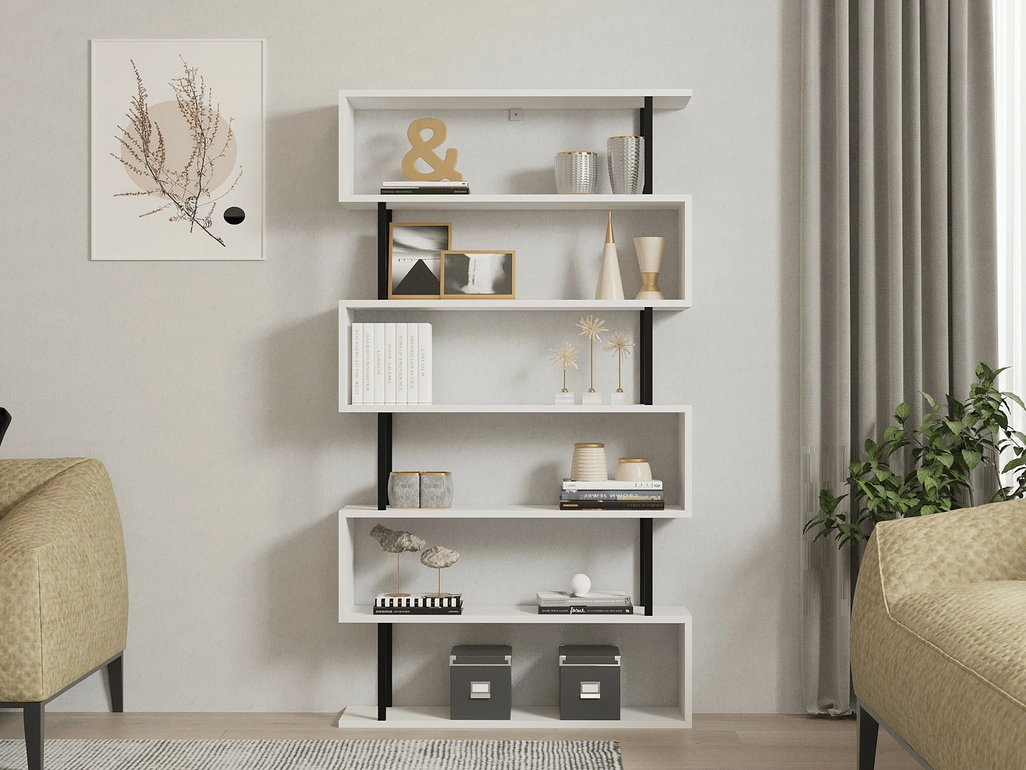 Polica za knjige Hector, Hanah Home, bela
