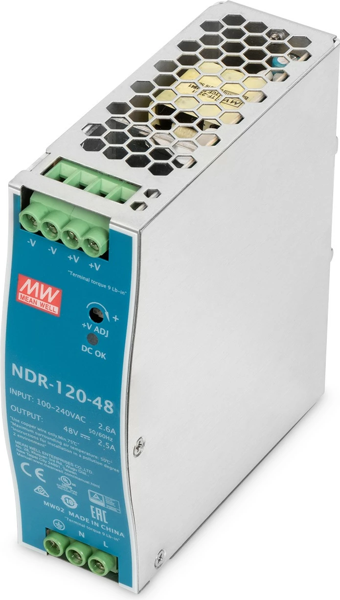 Industrijski napajalnik 48V DC 120W, Digitus, kovinsko ohišje zeleno/srebrno