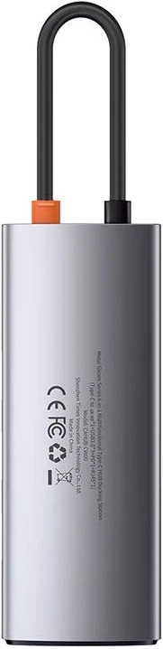 Večfunkcijski USB-C hub Baseus Metal Gleam Series CAHUB-CW0G, 6 v 1, 3x USB 3.0 + HDMI + USB-C PD + Ethernet RJ45, siv