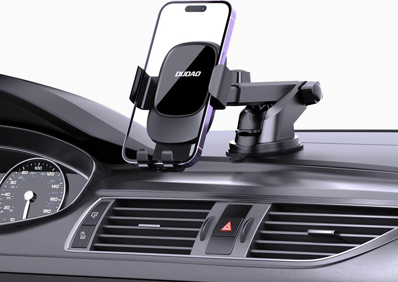 Držalo za pametni telefon, gravitacijsko, s sesalno ploščo, črno Dudao F5N+