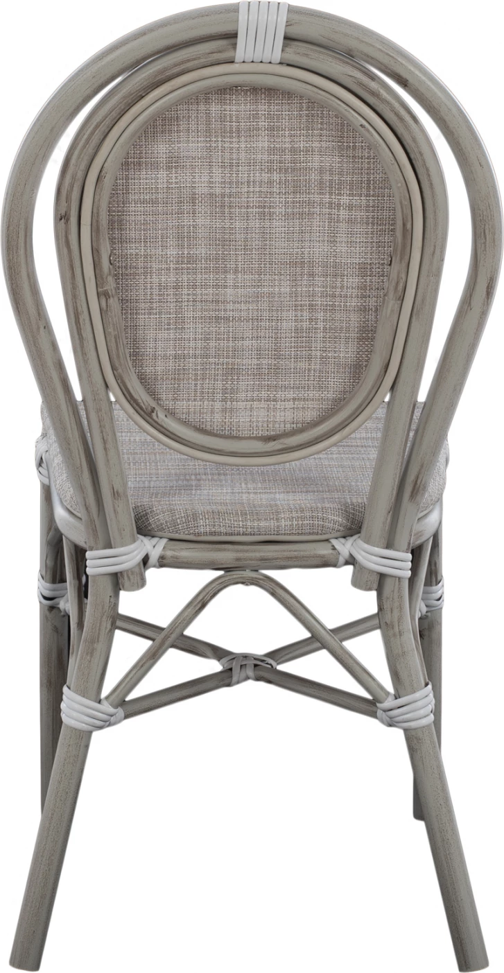 Aluminijasti stol videza bambusa patina siva s tekstilom 45x57x88 cm