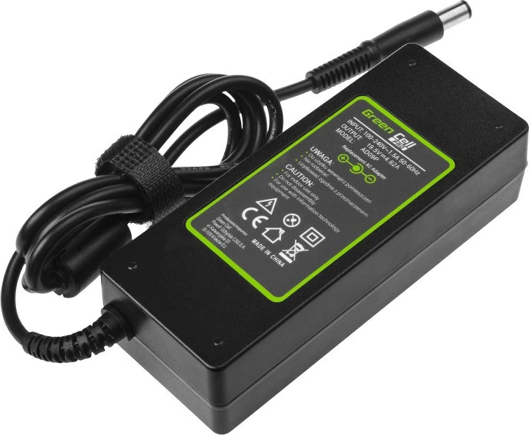 Polnilec za prenosnik Green Cell, 19.5 V, 3.34 A, črn (za Dell)