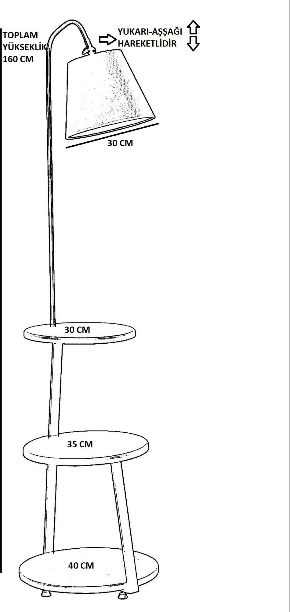 Stojalna svetilka s policami Opviq, črna, model Sorti Siyah Pramit Hasır