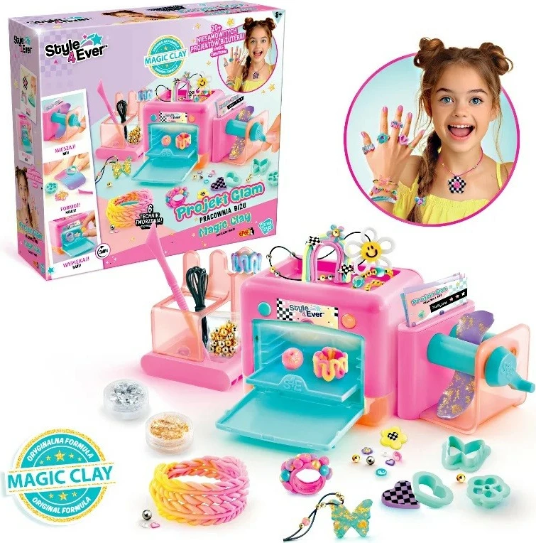 Kreativni set za delavnico nakita Epee Project Glam EP60467, modelirna glina z orodjem in 20+ elementi, 6+, večbarven