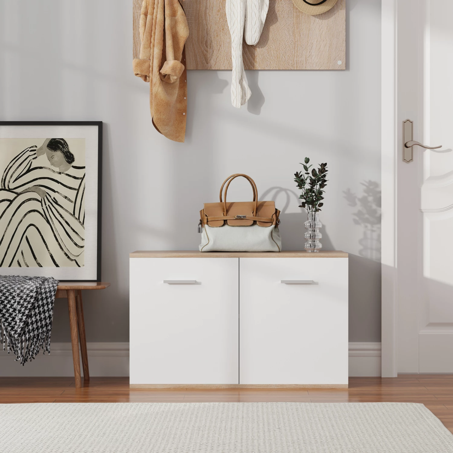 Omara za čevlje DIONNE FH4363 melamin v sonoma-beli 80x35x46Hcm